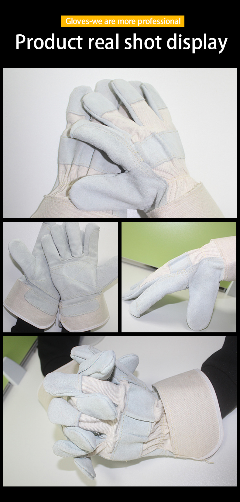 Best Patched Palm Half Lined Cow Split Labor Working Leather Glove